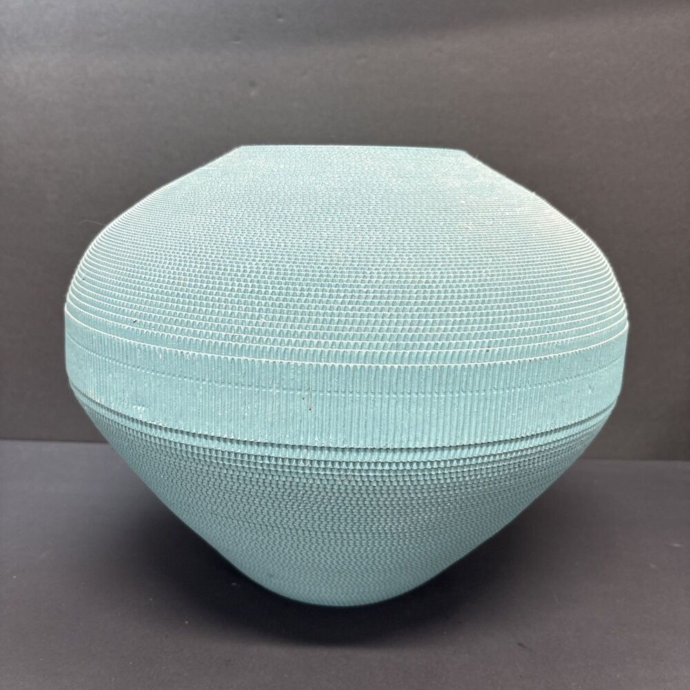 Vintage Blue Colored 1980s Flute Chicago Corrugated Cardboard Vase 11" High